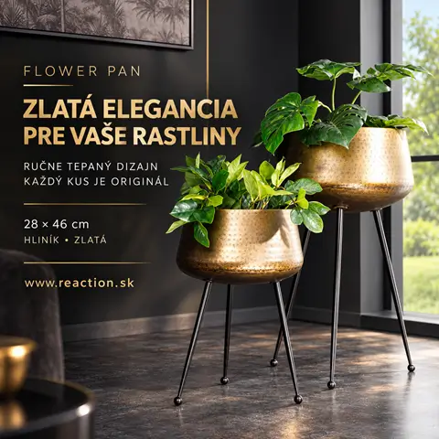 kvetináče do interiéru v zlatom prevedení